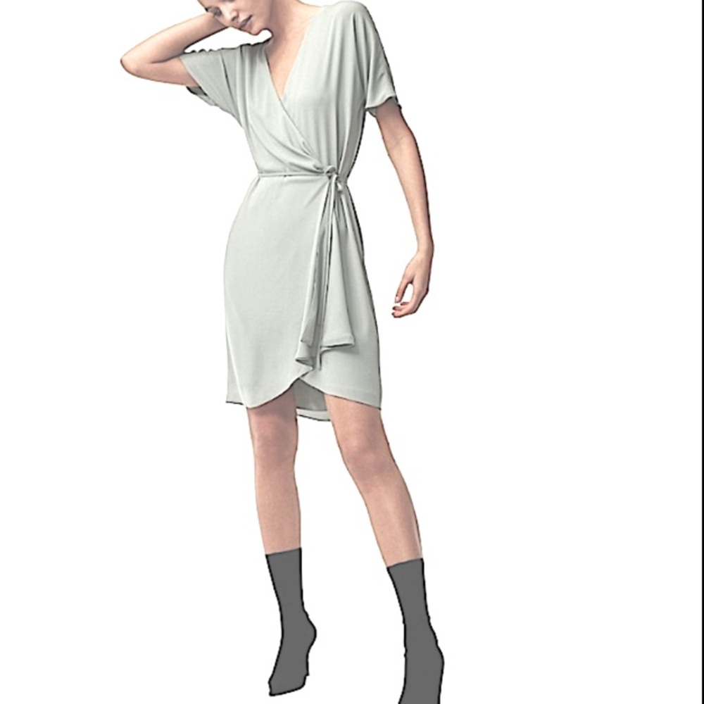 Aritza Babaton Blue Short Sleeve Wrap Midi Dress SZ M